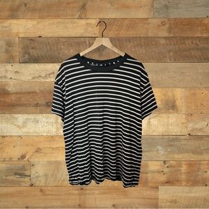 lululemon athletica Black and White Striped Short Sleeve Tee